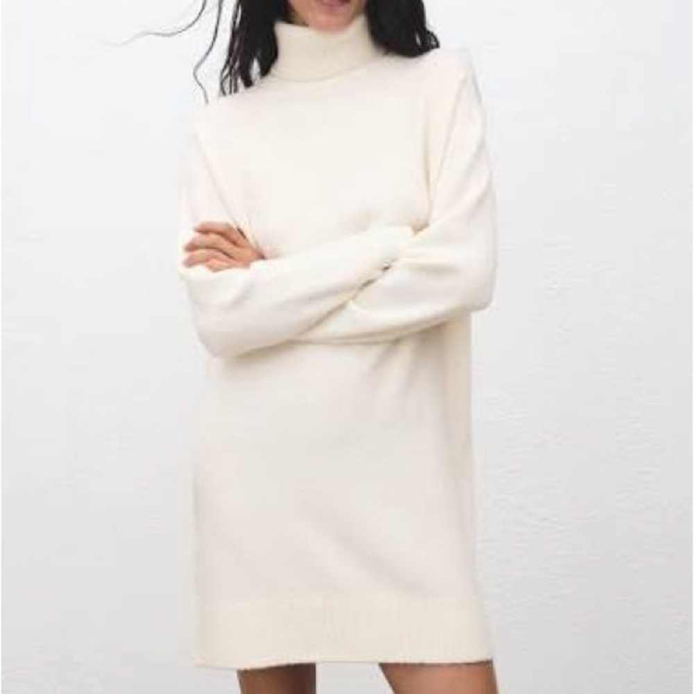 Mango Cream Turtleneck Dress